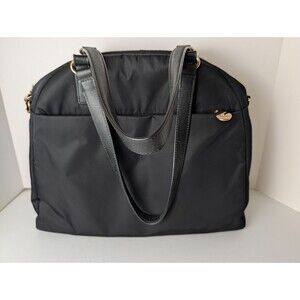 Lo & Sons OG Travel Tote Bag Black Nylon Weekender Laptop Zip Top Pockets